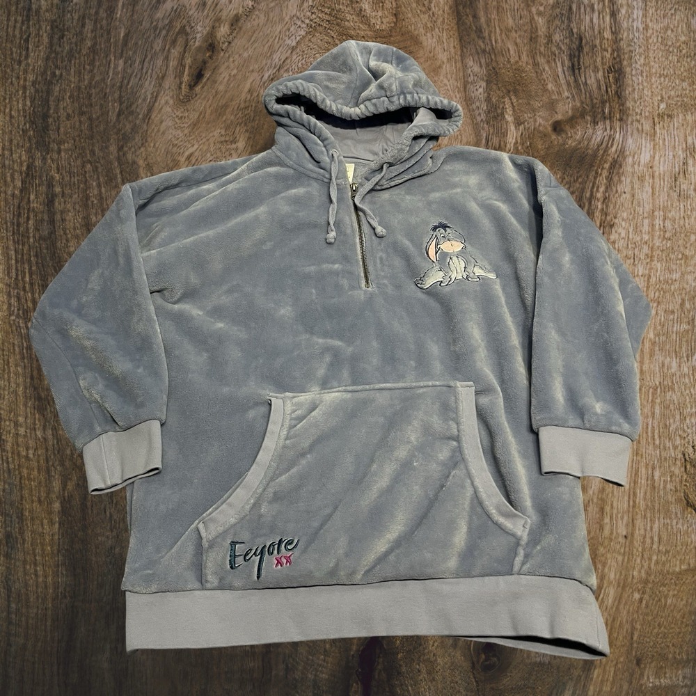 Disney Winnie The Pooh Eeyore‎ Fleece 1/4 Zip Hoodie Medium